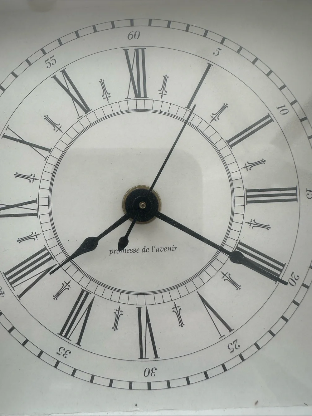 Promesse de L’avenir vintage French wall clock 9 x 9 battery operated